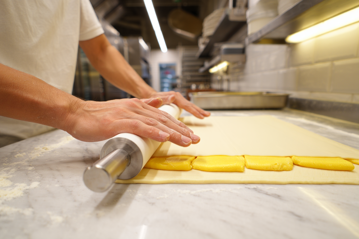 Atölyede usta hamur işlemleri yapıyor